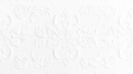 Obraz premium Elegant Textured White Wallpaper with Floral Relief Design