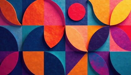 Abstract geometric shapes repeat seamlessly, vibrant colors , style, print