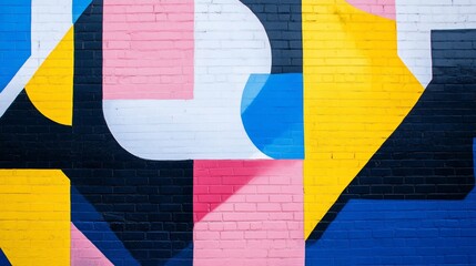 Naklejka premium Vibrant abstract design on a brick wall.