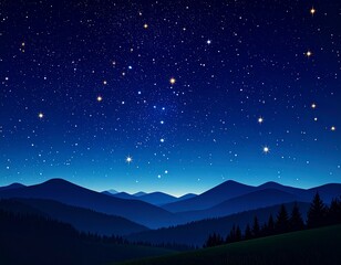 Fototapeta premium ゆっくりと瞬く星が印象的な夜の空模様