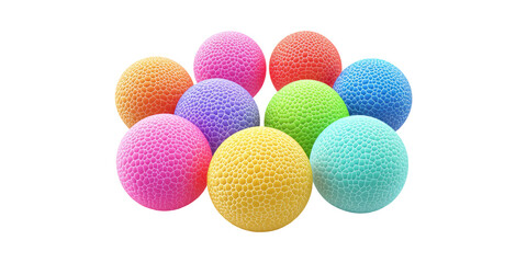 Colorful Textured Spheres. Abstract Design And Creativity Concept Isolated On Transparent Background