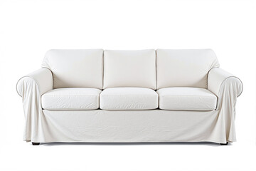 Fototapeta premium elegant three-cushion fabric sofa with full skirt