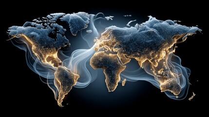 Global co2 emissions mapping planet earth infographic digital aerial view environmental awareness