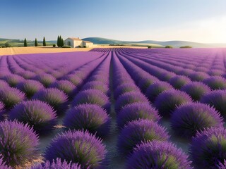 Fototapeta premium Lavender Field in Provence France with Farmhouse