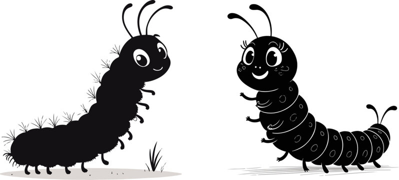 Cute Cartoon Caterpillar Vector Set &ndash; Happy Insect Characters for Kids and Nature Themes