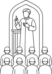 Imam juma khutbah, islamic line art