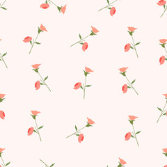 Seamless floral pattern. Idea for fabric, tablecloth pattern, wrapping paper, gift paper. Print ditsy. Motives are scattered randomly. Flower pattern background. cute pattern.