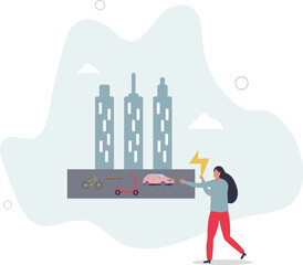 Obraz premium Green transportation with environmental friendly energy. character life .