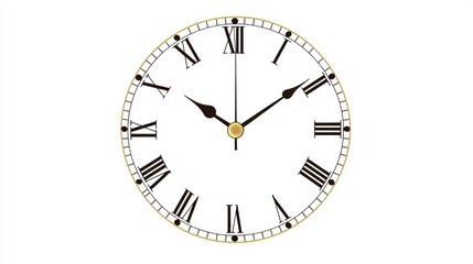 Large minimalist clock sticker with roman numerals
