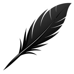 Obraz premium Elegant Black Feather Silhouette on White Background 