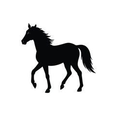 Black and white horse silhouette design vector art illustration.Veсtor A silhouette of a running horse isolated on white background.