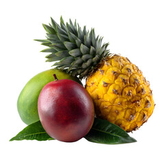 Tropical Fruit Medley: Pineapple, Mango, and Passion Fruit Arrangement isolated