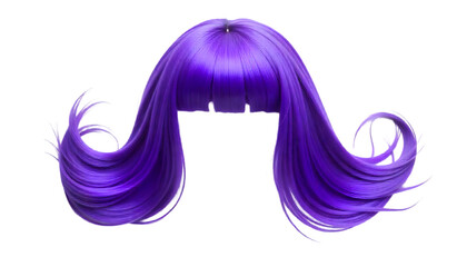 purple, brown, black, yleow, green, blue wigs on transparent background, PNG.