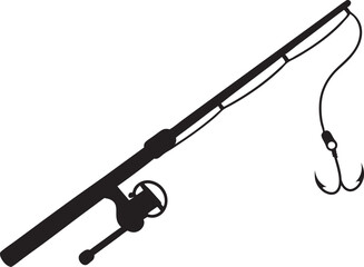 Fishing rod icon silhouette vector illustration isolated on white background