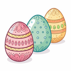 Create a vector illustration of a bold, decorated Easter egg row with thick outlines.  Ensure high resolution and clean lines.