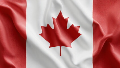 Realistic close up of a canada flag waving in the wind, detailed fabric texture background for canada election, politics, and Canada day concept