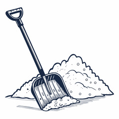 Create a bold, vector illustration of a snow shovel with a strong, clearly defined stroke.  Include realistic details and ensure high resolution for print. © adobe1 stock