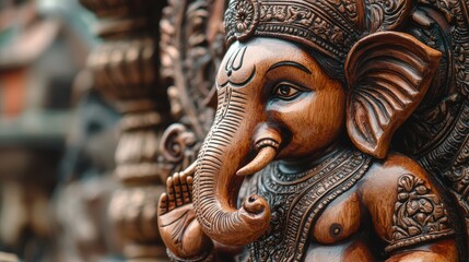 Fototapeta premium Lord Ganesh blessing with an elephant trunk.
