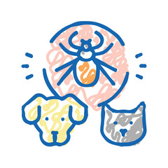 mite on animal body icon doodle illustration