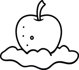 red apple with a worm