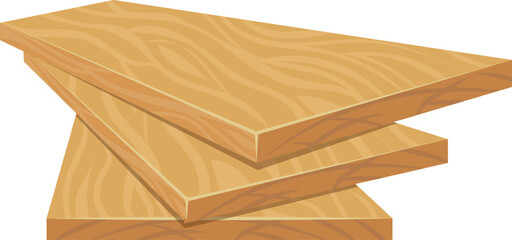 Three light brown wooden planks are stacked on top of each other, showcasing the natural beauty and texture of the wood grain, creating a warm and inviting atmosphere