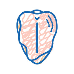 breast with ribs icon doodle illustration