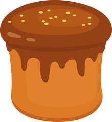 Isolated illustration featuring a panettone cake topped with luscious, dripping chocolate and colorful sprinkles, embodying a beloved traditional dessert for Christmas celebrations