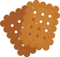 Two crispy cookies featuring scalloped edges and small holes, slightly overlapping, creating a delightful treat perfect for satisfying any dessert lover cravings