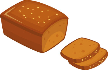 Whole loaf of bread topped with sesame seeds, accompanied by two freshly cut slices, creating an inviting and appetizing scene perfect for any food lover
