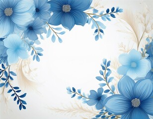 beautiful wedding invitation card with soft blue floral
