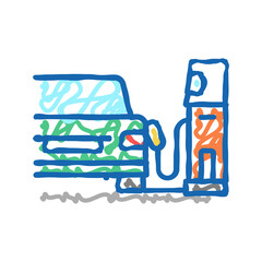 refuel car through phone application icon doodle illustration