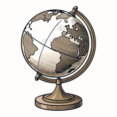 Create a bold, vector illustration of a vintage-style globe with thick strokes, emphasizing its textured surface.  Include subtle shading for depth.