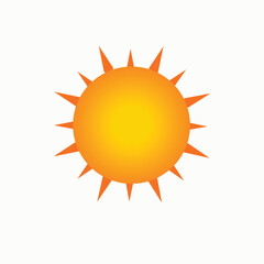 yellow cartoon sun on white background in flat style.eps