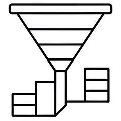 Funnel Chart Icon with Blocks - Data Analysis, Business Growth, Conversion Funnel