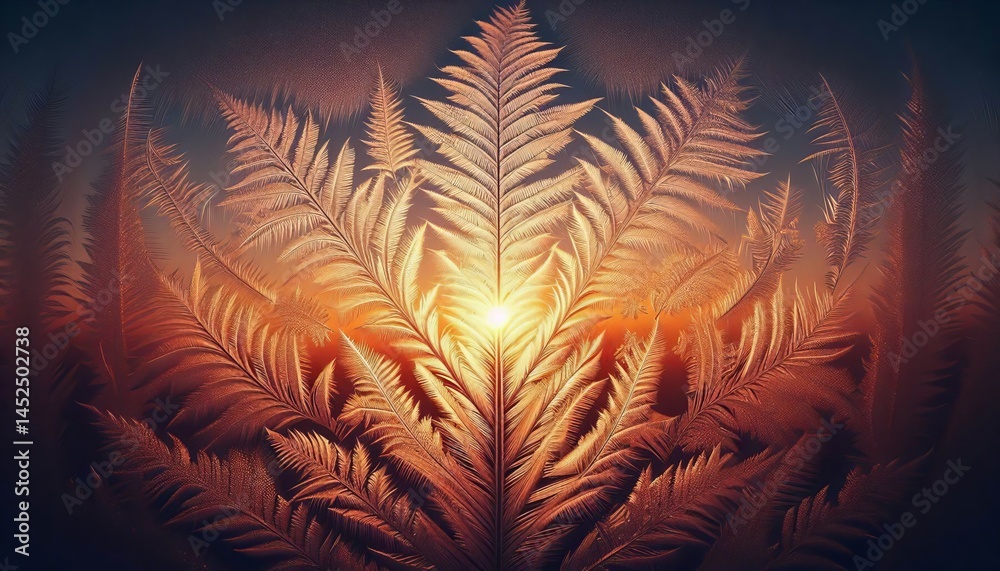 Canvas Prints frost patterns on a window pane at sunrise delicate ice crystals