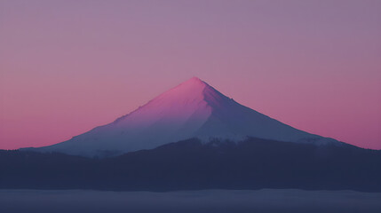Majestic Mountain Peak Under Soft Pink Sunrise Sky at Dusk
