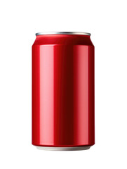 Blank Red Aluminum Can with Water Drops on transparent background