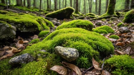 green moss on the stone