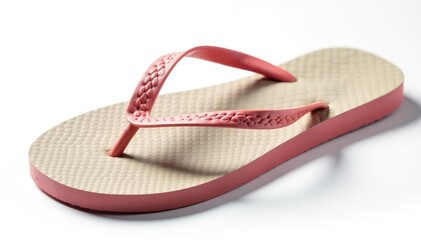Close-up of a single flip-flop, isolated against pure white , isolated object, white background