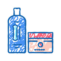 perm and hair straightener packages icon doodle illustration