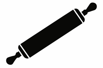 Rolling Pin With Handles Silhouette Vector Illustration