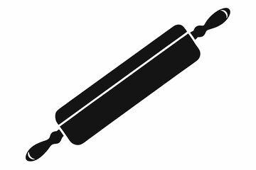 Rolling Pin With Handles Silhouette Vector Illustration