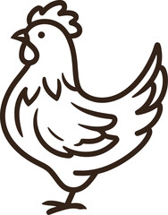 Chicken Line Art Illustration – Simple Farm Hen Outline Drawing

