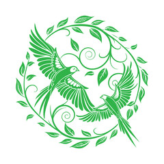 vector illustration of an abstract floral background bird