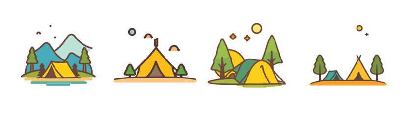 set of tent camping outdoor