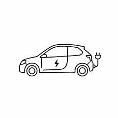 Fototapeta premium Electric car with charging plug in minimalistic style 