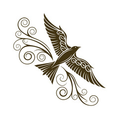 Obraz premium vector illustration of a flying bird