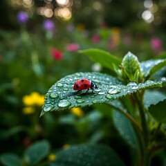 Obraz premium ladybug on a blade of grass