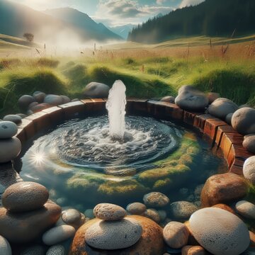 Crystal Clear Artesian Well Water bubbling up through stones in