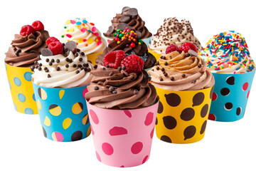 Colorful Chocolate Cupcakes with Toppings